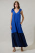 Merideth Tie Shoulder Drop Waist Maxi Dress